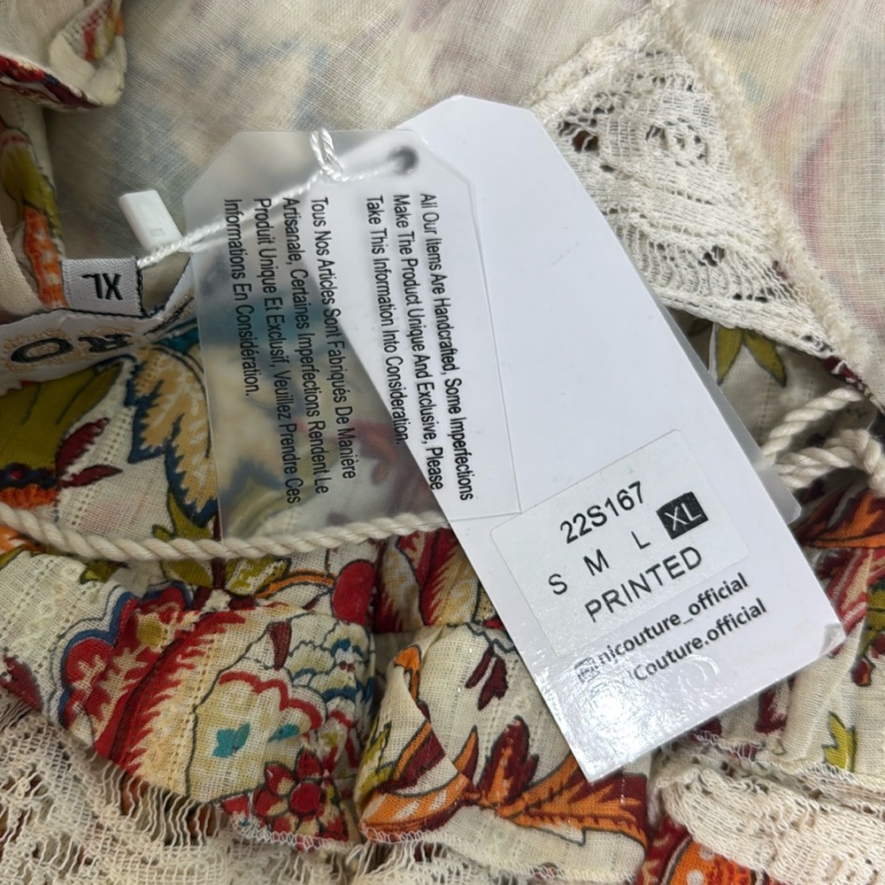 Barok Floral Maxi Dress boho Multicolor tiers Design Lace NWT elastic waist XL - Picture 6 of 14